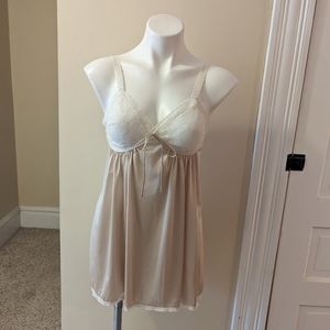 Vintage cream and tan short lingerie with lace bust size S